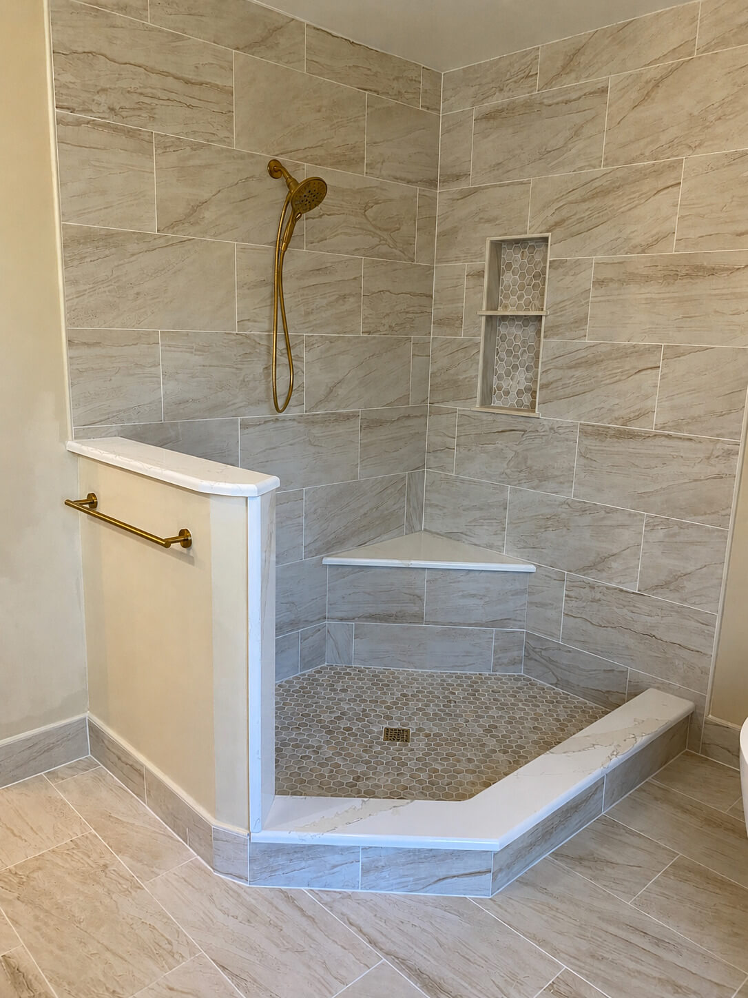 Primary shower after renovation by HACE Construction